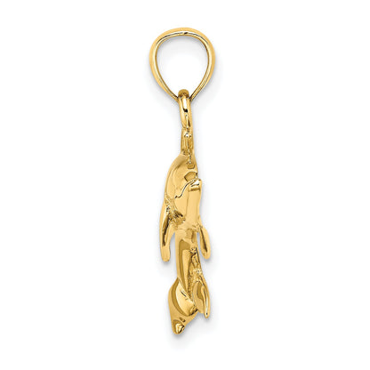 10K Yellow Gold 10K 2-D And Polished Swimming Dolphin Charm