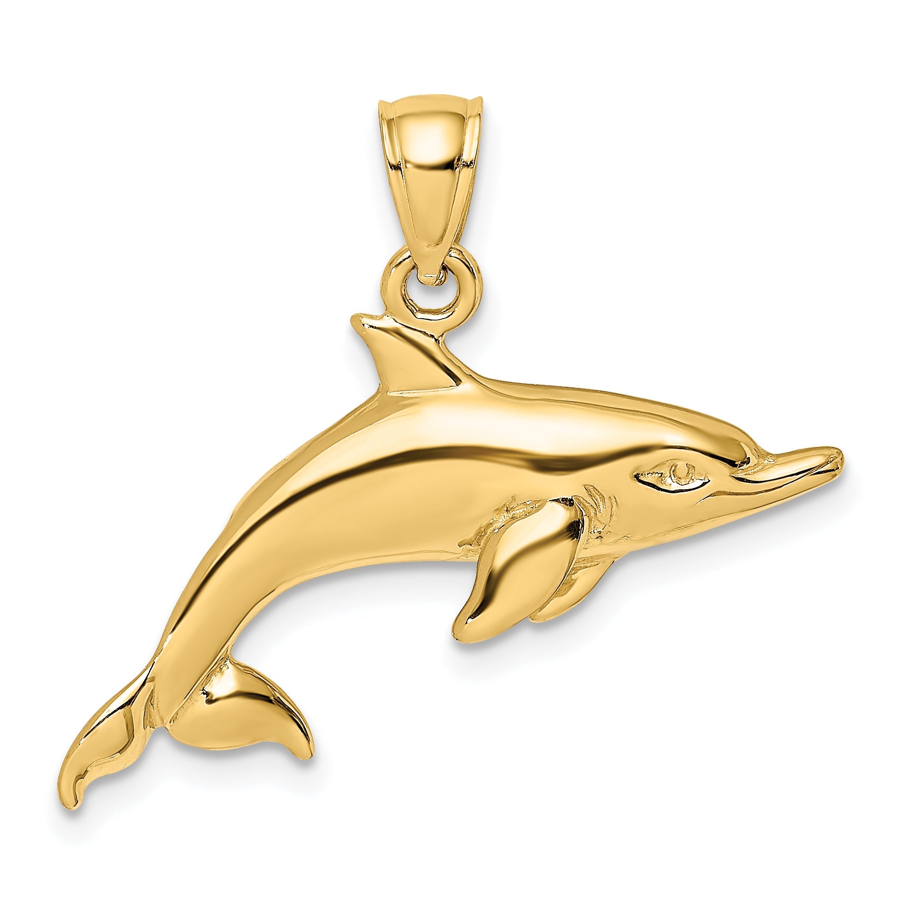 10K Yellow Gold 10K 2-D And Polished Swimming Dolphin Charm