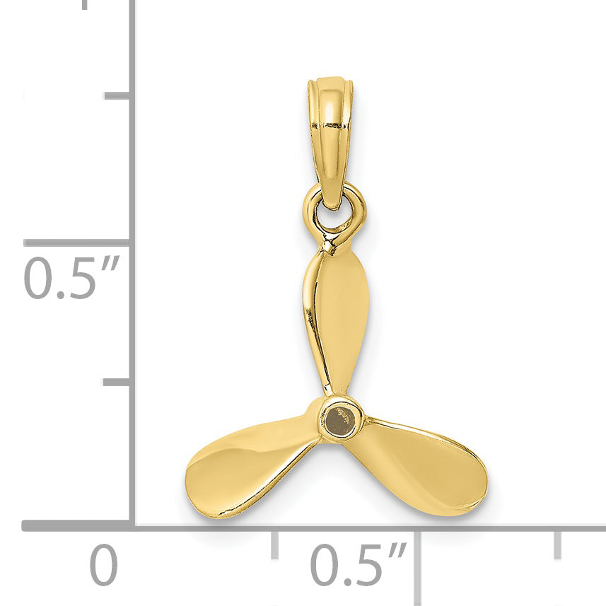 10K Yellow Gold 10K 3-D W/ 3 Blades Propeller Charm