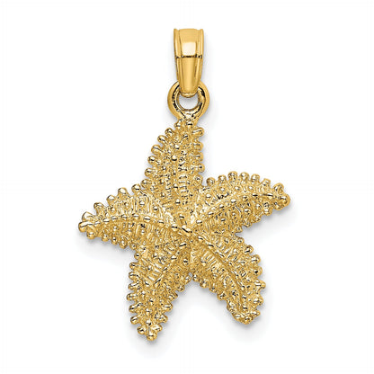 10K Yellow Gold 10K Starfish W/ Beaded Texture Charm