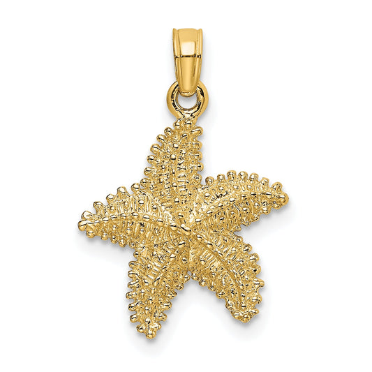 10K Yellow Gold 10K Starfish W/ Beaded Texture Charm