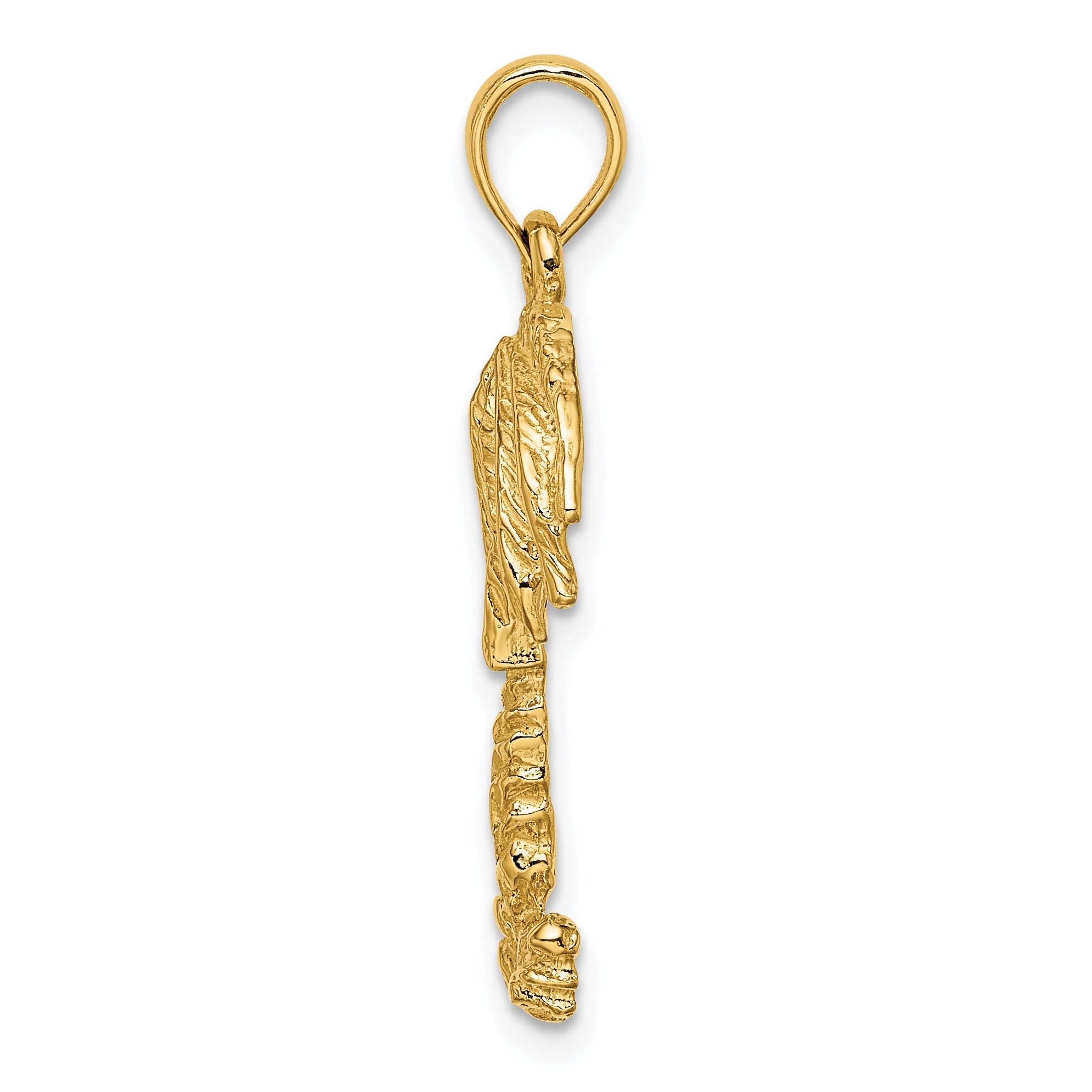 10K Yellow Gold 10K 2-D Textured Single Palm Tree Charm