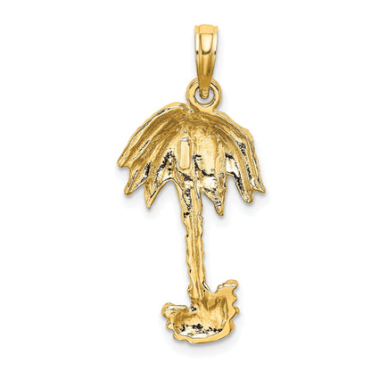 10K Yellow Gold 10K 2-D Textured Single Palm Tree Charm