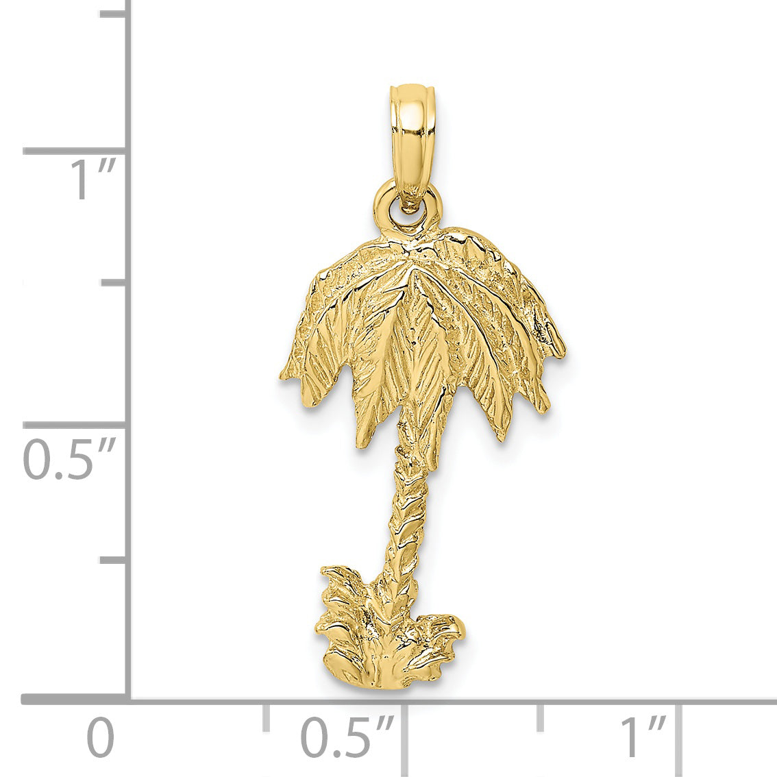 10K Yellow Gold 10K 2-D Textured Single Palm Tree Charm