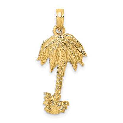 10K Yellow Gold 10K 2-D Textured Single Palm Tree Charm