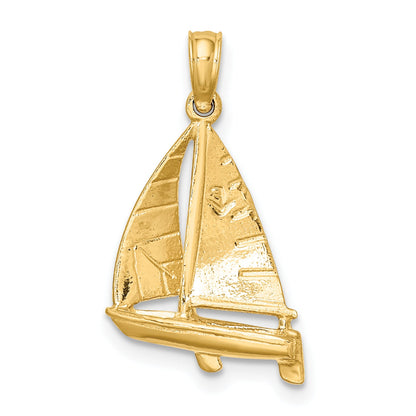 10K Yellow Gold 10K 3-D Polished Sailboat Charm