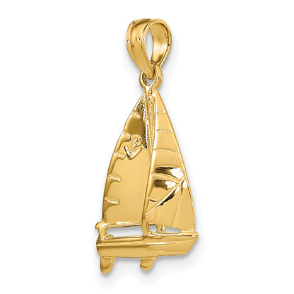 10K Yellow Gold 10K 3-D Polished Sailboat Charm