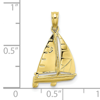 10K Yellow Gold 10K 3-D Polished Sailboat Charm