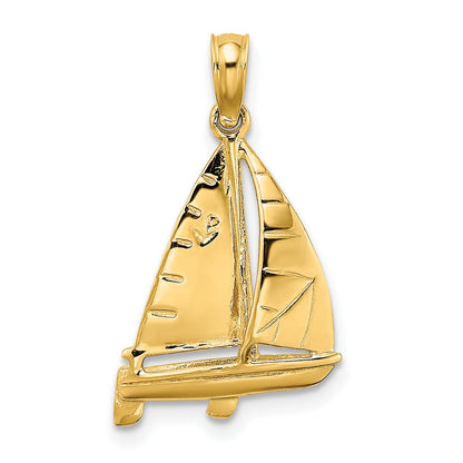 10K Yellow Gold 10K 3-D Polished Sailboat Charm