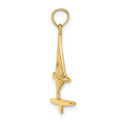 10K Yellow Gold 10K 3-D Textured Windsail Surfing Board Charm