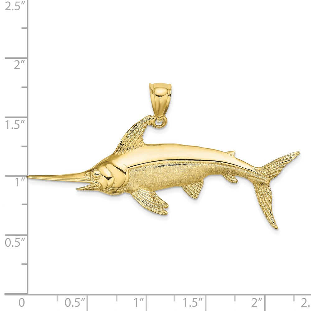 10K Yellow Gold 10K 2-D Polished/Satin Swordfish Charm