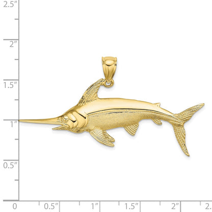 10K Yellow Gold 10K 2-D Polished/Satin Swordfish Charm
