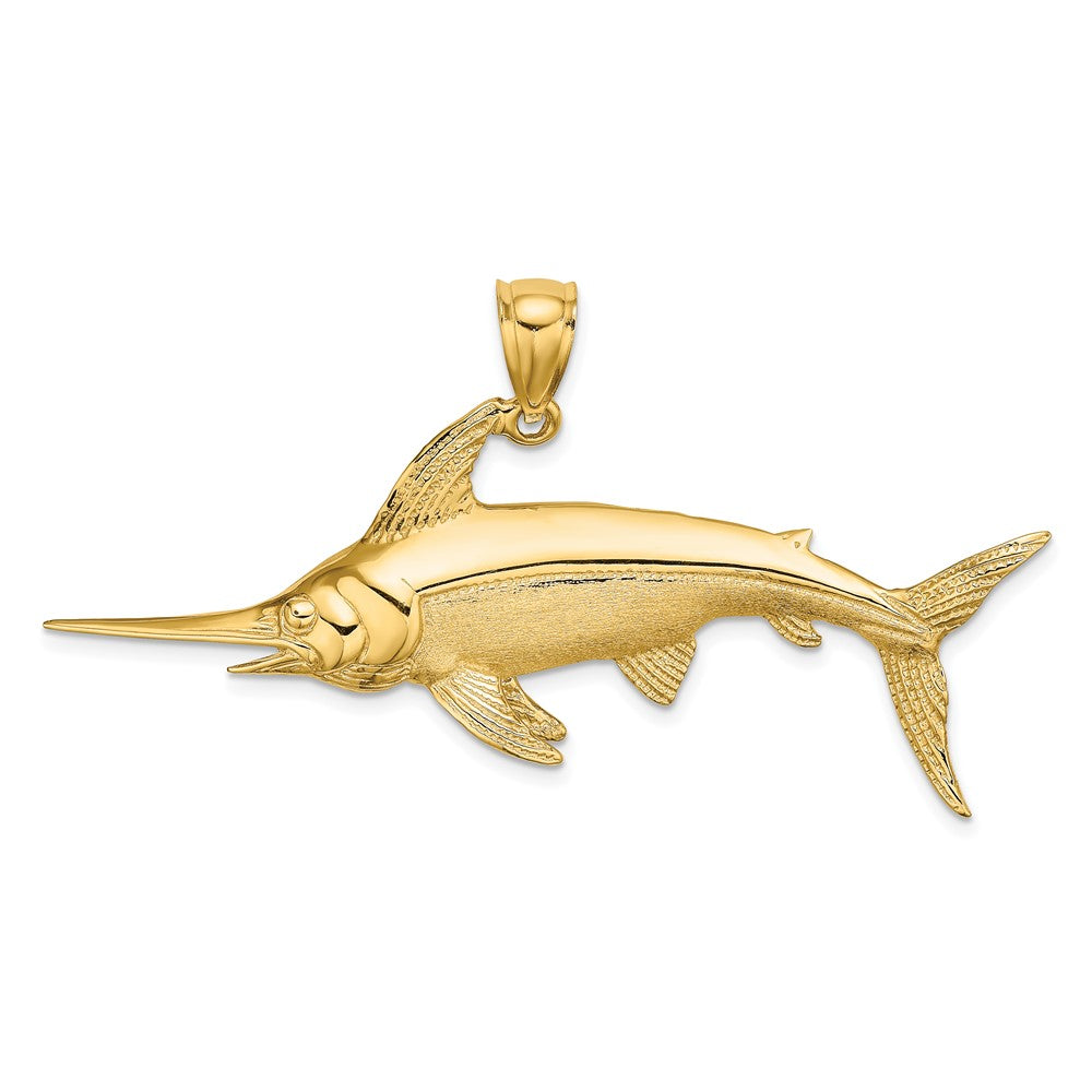 10K Yellow Gold 10K 2-D Polished/Satin Swordfish Charm