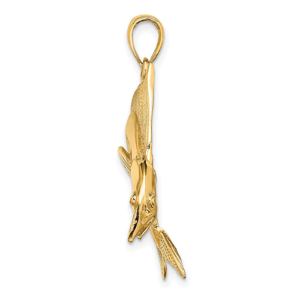 10K Yellow Gold 10K 2-D Polished / Satin Striped Marlin Charm