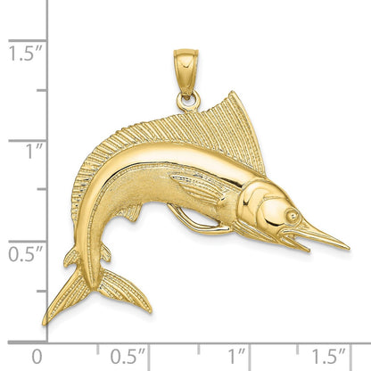 10K Yellow Gold 10K 2-D Polished / Satin Striped Marlin Charm