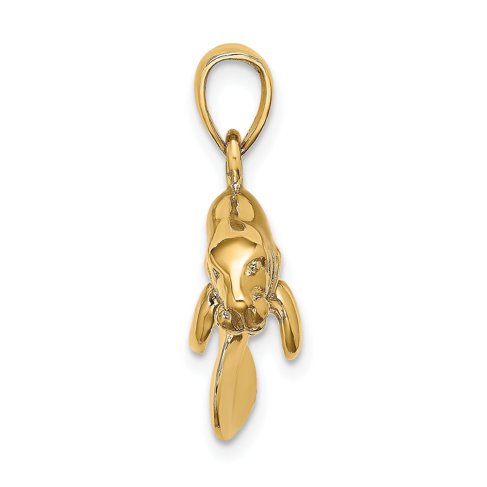 10K Yellow Gold 3-D Polished Swimming Manatee Charm