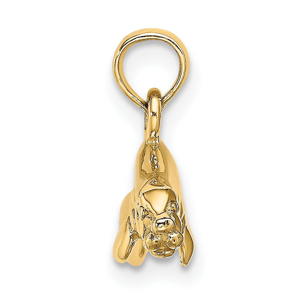 10K Yellow Gold 10K 3-D Polished Swimming Manatee Charm