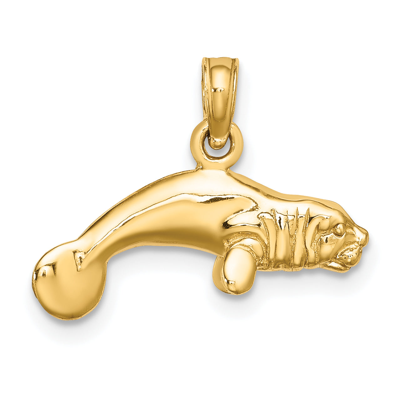 10K Yellow Gold 10K 3-D Polished Swimming Manatee Charm