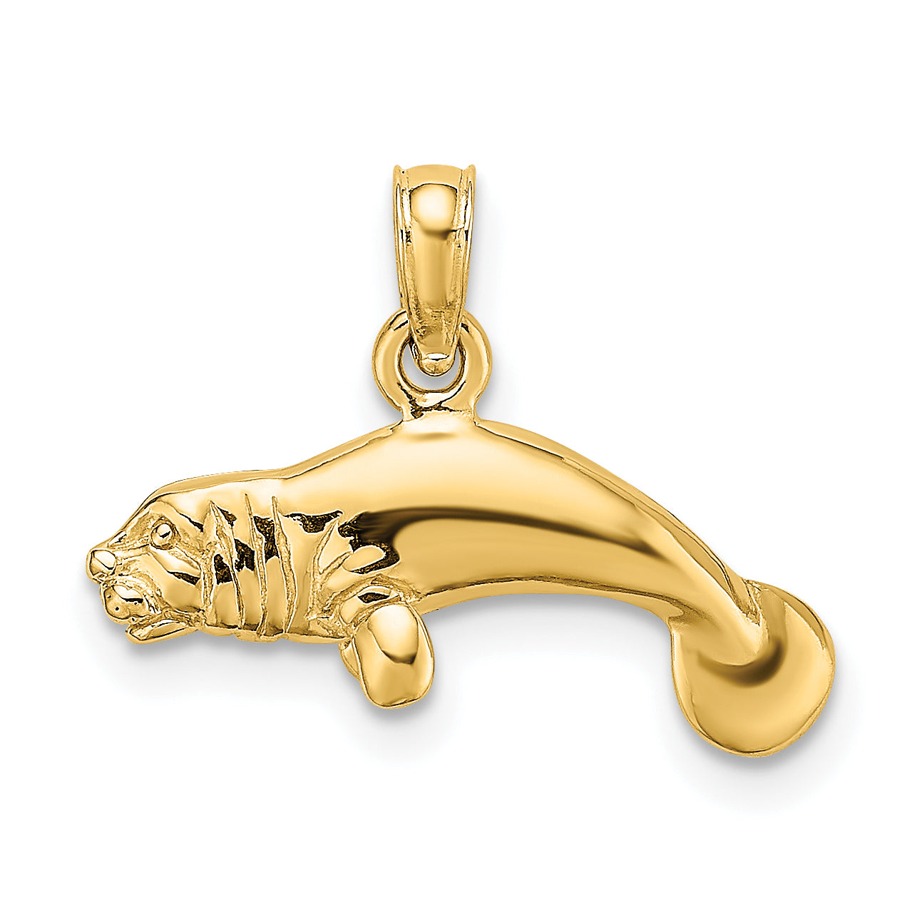 10K Yellow Gold 10K 3-D Polished Swimming Manatee Charm