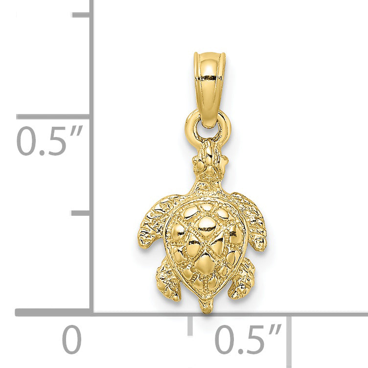 10K Yellow Gold 10K 2-D And Textured Sea Turtle Charm