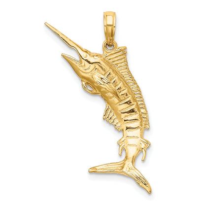 10K Yellow Gold 10K 3-D Polished Blue Marlin Charm