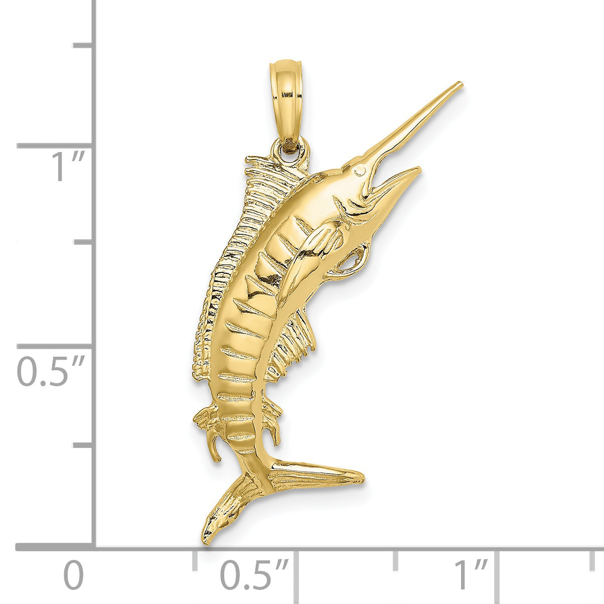 10K Yellow Gold 10K 3-D Polished Blue Marlin Charm