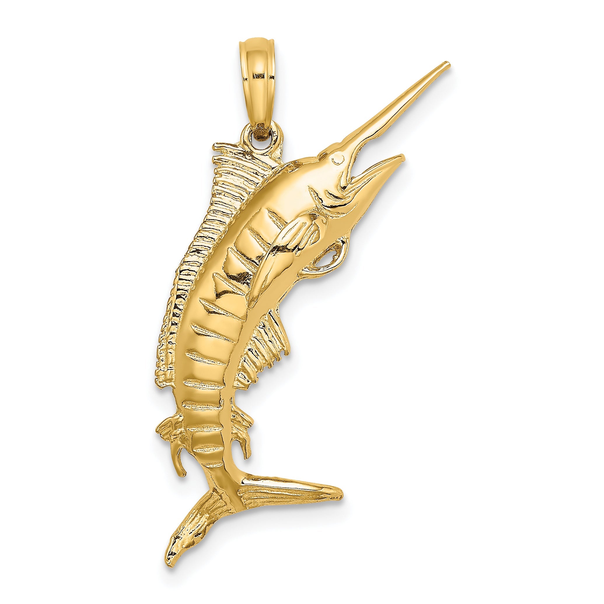 10K Yellow Gold 10K 3-D Polished Blue Marlin Charm