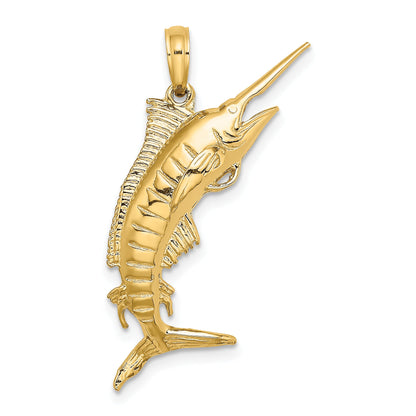 10K Yellow Gold 10K 3-D Polished Blue Marlin Charm