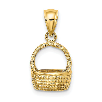 10K Yellow Gold 10K 2-D Flat Back Basket Charm