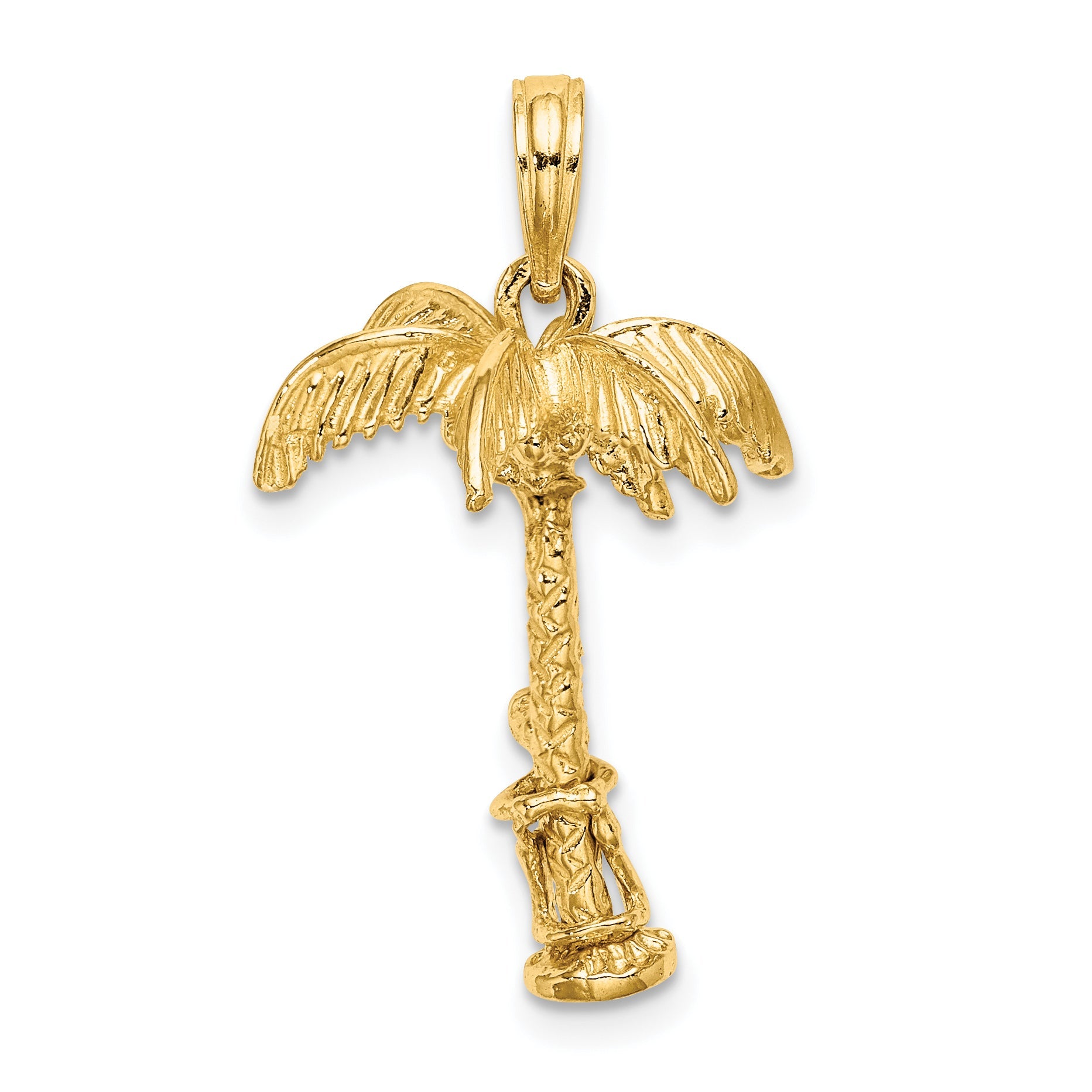 10K Yellow Gold 10K 3-D Palm Tree W/Moveable Man Charm