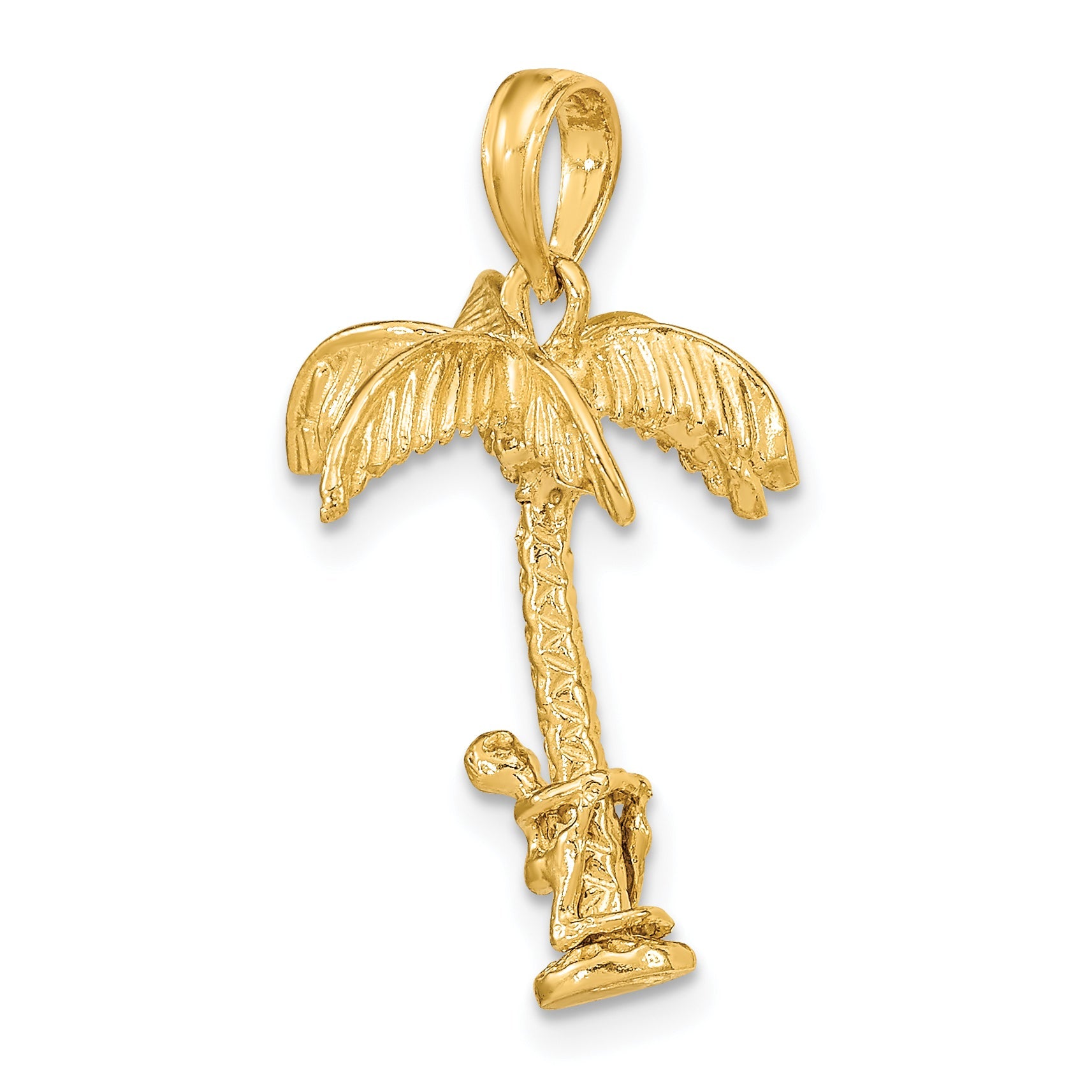 10K Yellow Gold 10K 3-D Palm Tree W/Moveable Man Charm