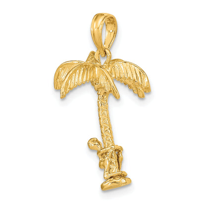 10K Yellow Gold 10K 3-D Palm Tree W/Moveable Man Charm