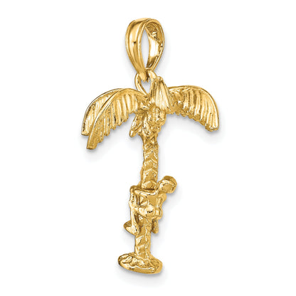10K Yellow Gold 10K 3-D Palm Tree W/Moveable Man Charm