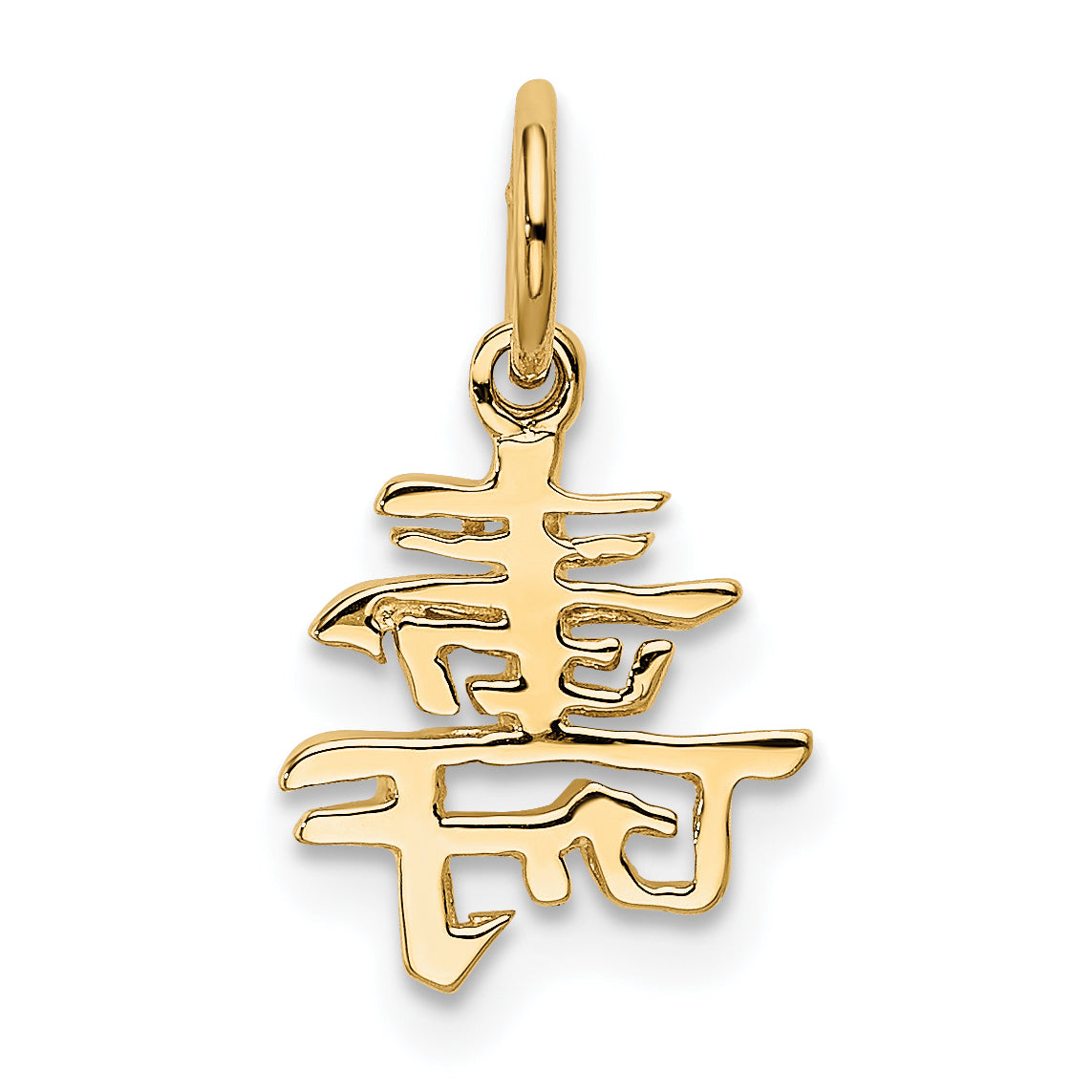 10K Yellow Gold Solid Polished Chinese Long Life Charm