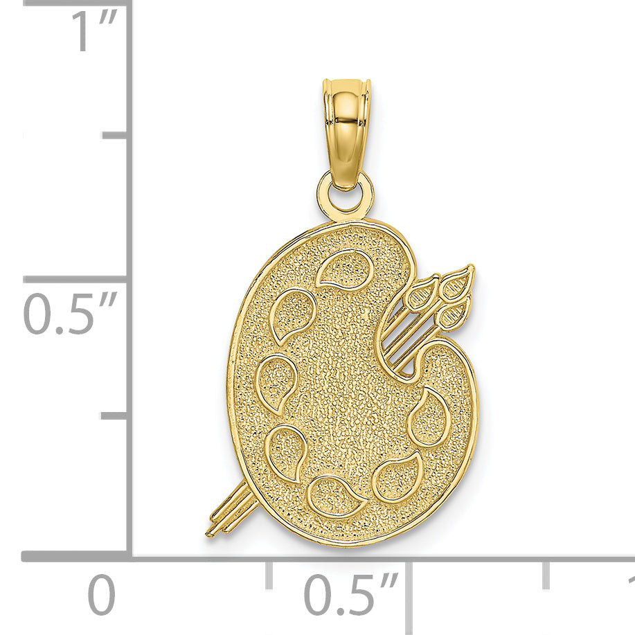 10K Yellow Gold 10K Engraved Textured Painters Pallet Charm