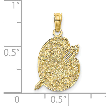 10K Yellow Gold 10K Engraved Textured Painters Pallet Charm