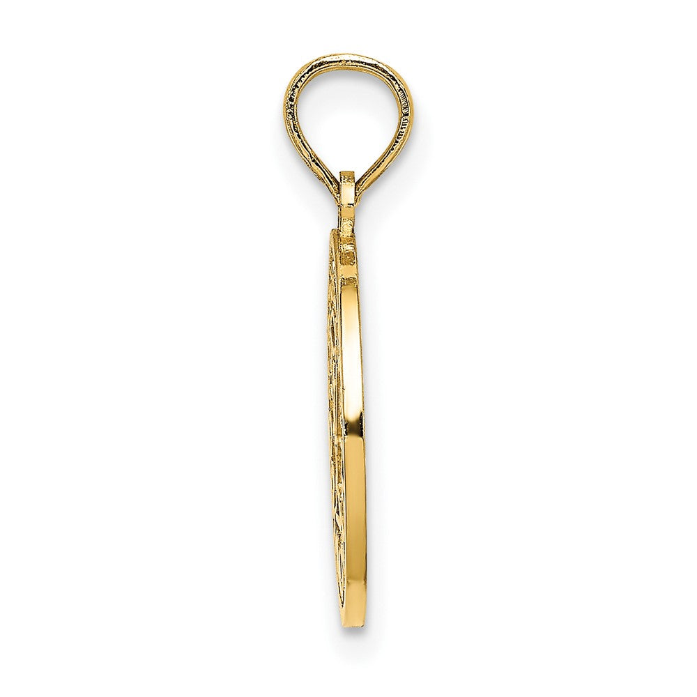 10K Yellow Gold 10K Textured Communion Cup On Round Disc Charm