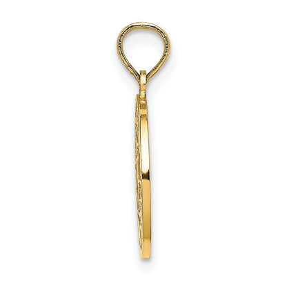 10K Yellow Gold 10K Textured Communion Cup On Round Disc Charm