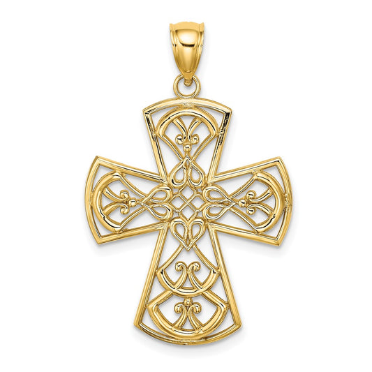 10K Yellow Gold 10K Filigree Cross Charm