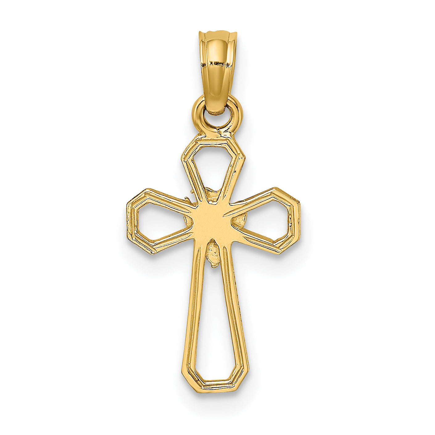 10K Yellow Gold 10K Cut-Out Cross W/ Dove Charm