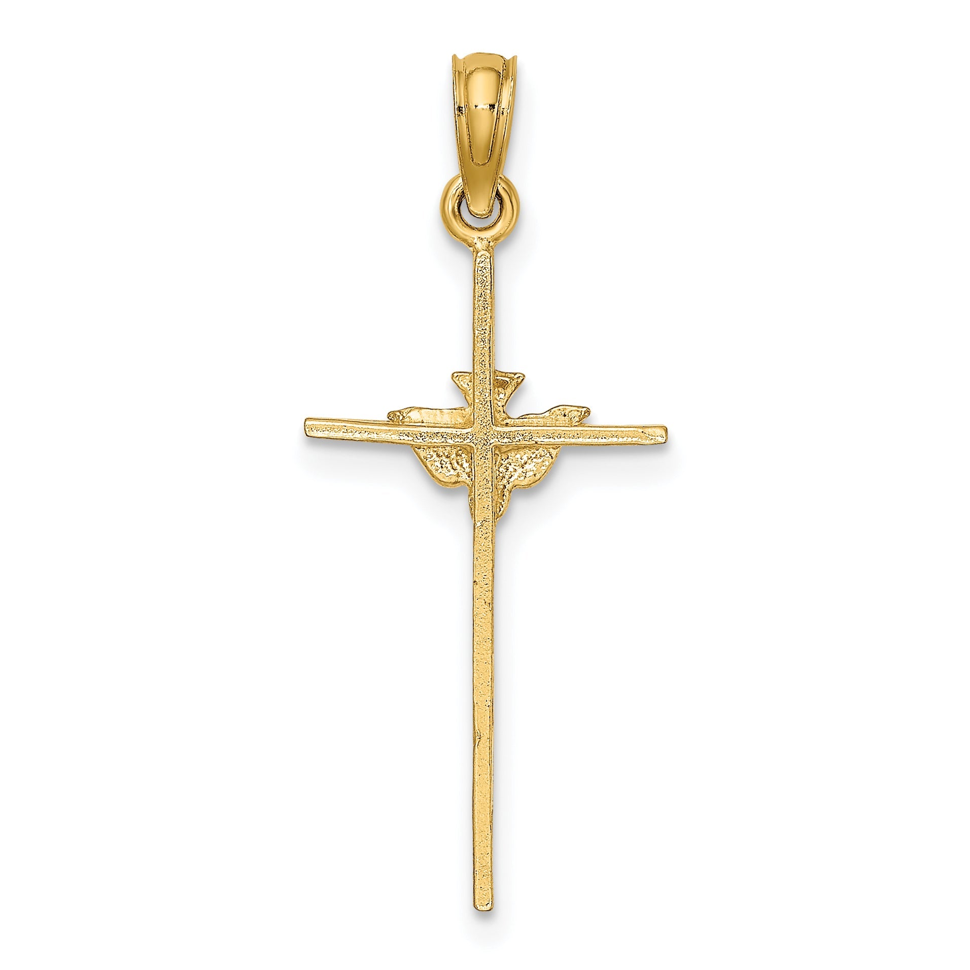 10K Yellow Gold 10K Dove On Stick Cross Charm