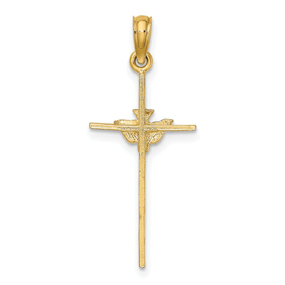 10K Yellow Gold 10K Dove On Stick Cross Charm