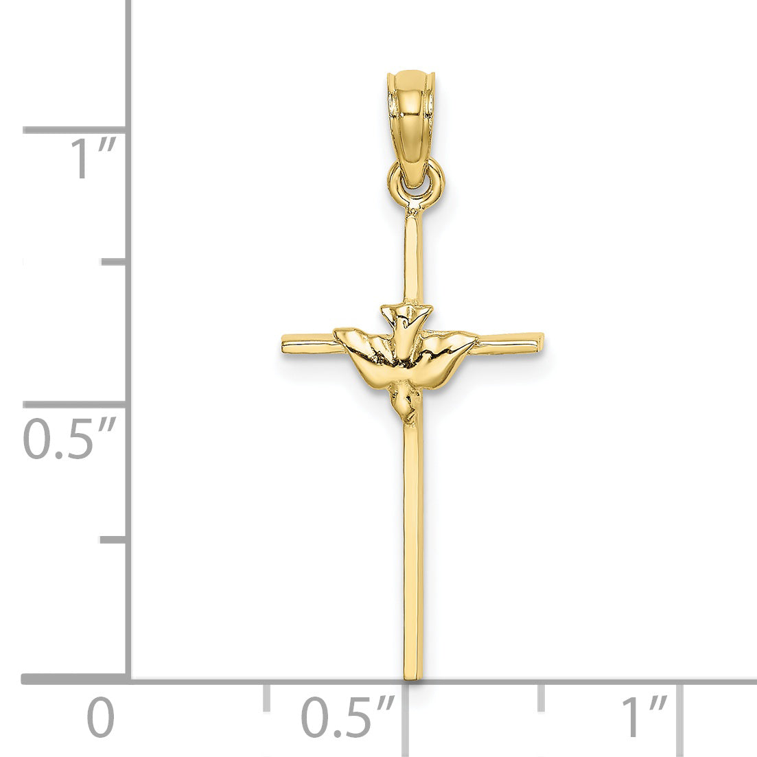 10K Yellow Gold 10K Dove On Stick Cross Charm