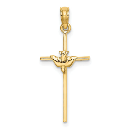 10K Yellow Gold 10K Dove On Stick Cross Charm