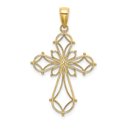 10K Yellow Gold 10K Cut-Out Shapes Fancy Cross Charm
