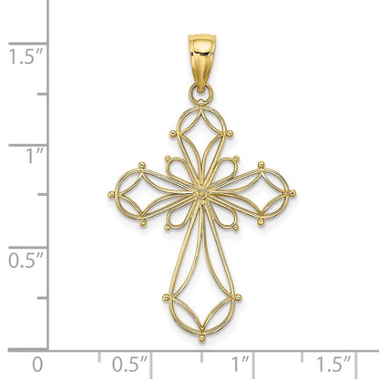 10K Yellow Gold 10K Cut-Out Shapes Fancy Cross Charm