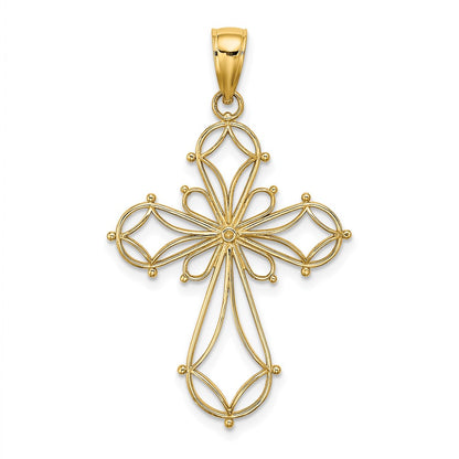 10K Yellow Gold 10K Cut-Out Shapes Fancy Cross Charm