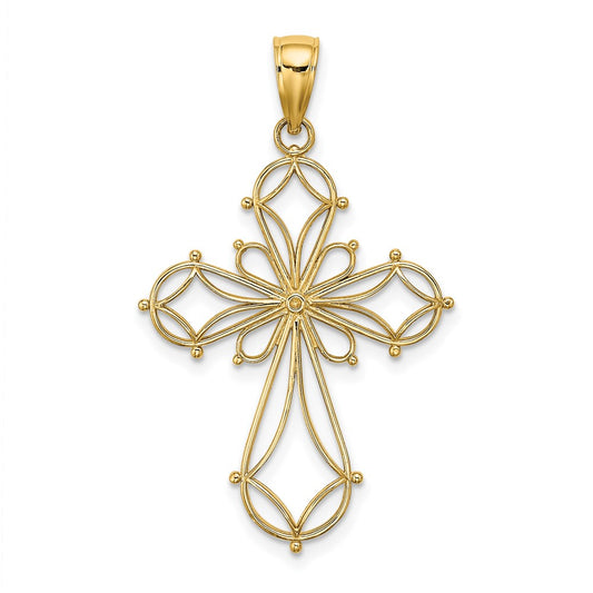 10K Yellow Gold 10K Cut-Out Shapes Fancy Cross Charm
