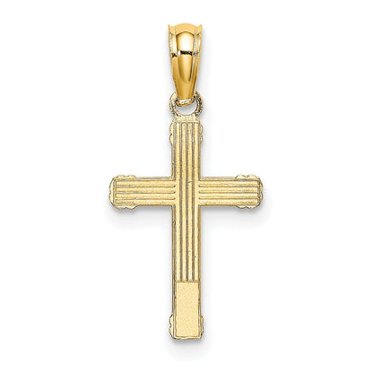 10K Yellow Gold 10K Textured W/ Center Heart Small Cross Charm