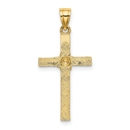 10K Yellow Gold 10K Cross W/ Flower Charm